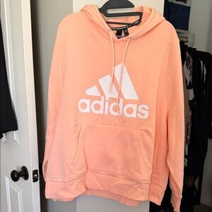 adidas Peach Pullover Hoodie with White Logo